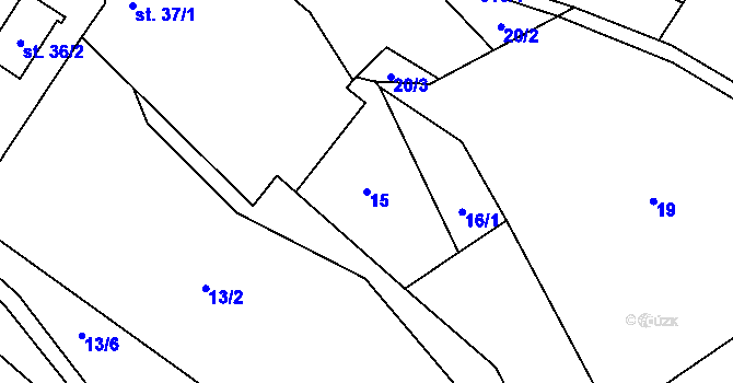 Parcela st. 15 v KÚ Teplá u Třebenic, Katastrální mapa