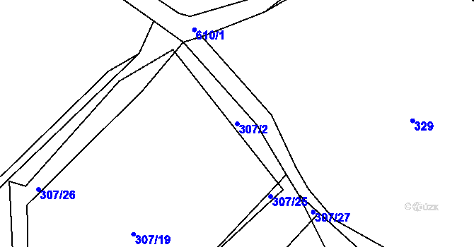 Parcela st. 307/2 v KÚ Teplá u Třebenic, Katastrální mapa