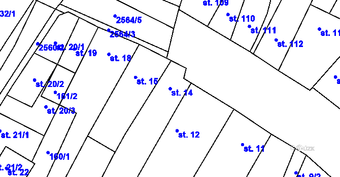 Parcela st. 14 v KÚ Třebenice, Katastrální mapa