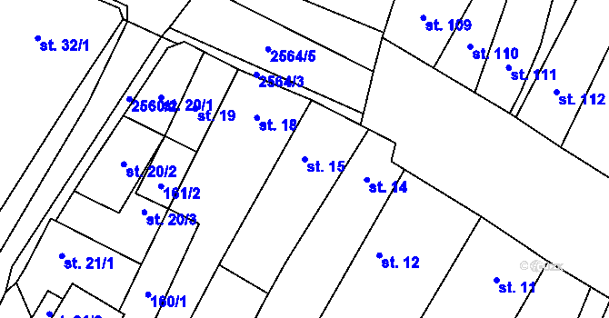 Parcela st. 15 v KÚ Třebenice, Katastrální mapa