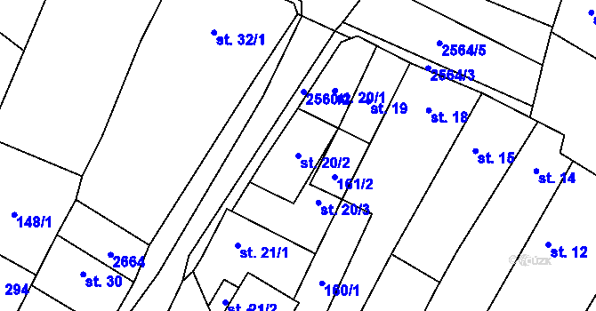 Parcela st. 20/2 v KÚ Třebenice, Katastrální mapa