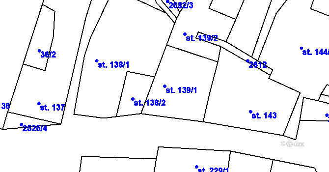 Parcela st. 139/1 v KÚ Třebenice, Katastrální mapa