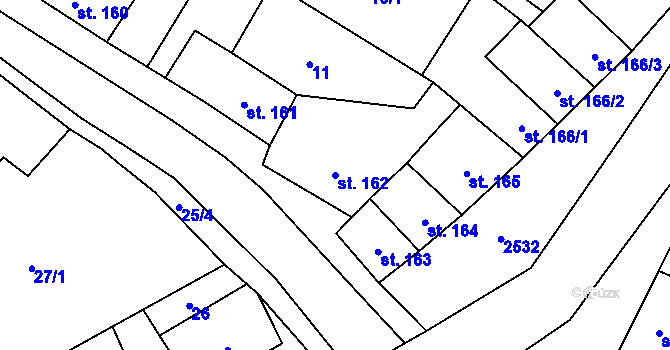 Parcela st. 162 v KÚ Třebenice, Katastrální mapa