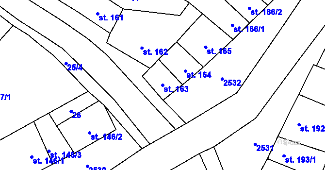 Parcela st. 163 v KÚ Třebenice, Katastrální mapa