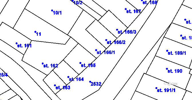 Parcela st. 166/1 v KÚ Třebenice, Katastrální mapa