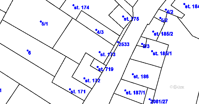 Parcela st. 173 v KÚ Třebenice, Katastrální mapa