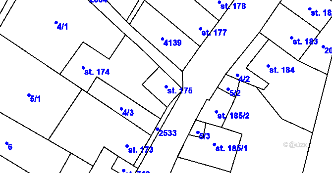 Parcela st. 175 v KÚ Třebenice, Katastrální mapa