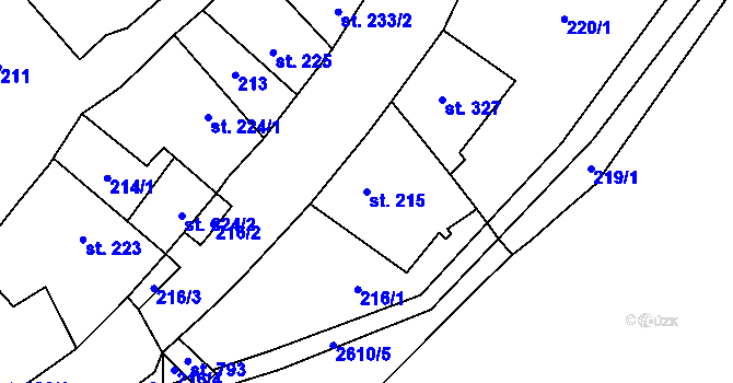 Parcela st. 215 v KÚ Třebenice, Katastrální mapa