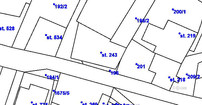 Parcela st. 243 v KÚ Třebenice, Katastrální mapa