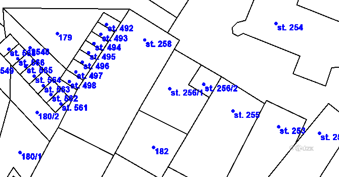 Parcela st. 256/1 v KÚ Třebenice, Katastrální mapa