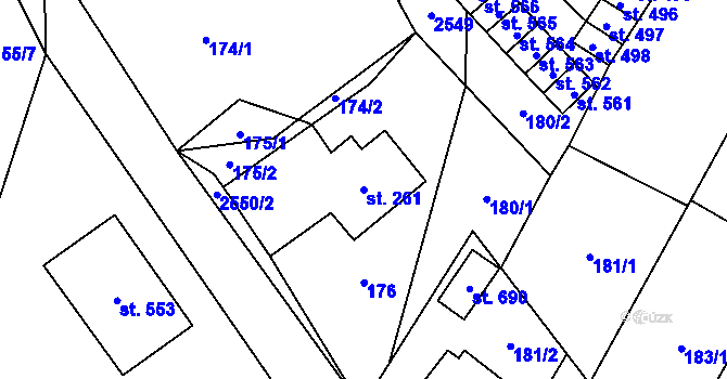 Parcela st. 261 v KÚ Třebenice, Katastrální mapa