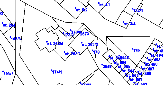 Parcela st. 263/2 v KÚ Třebenice, Katastrální mapa