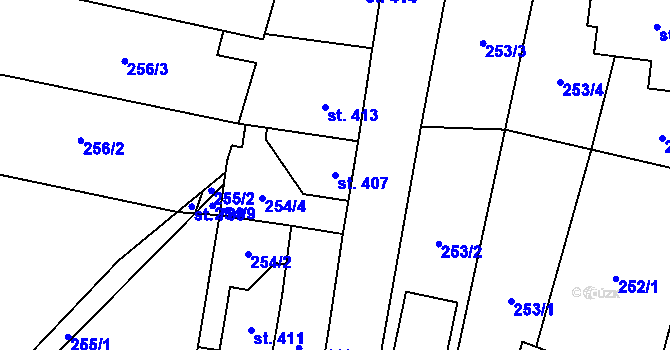 Parcela st. 407 v KÚ Třebenice, Katastrální mapa