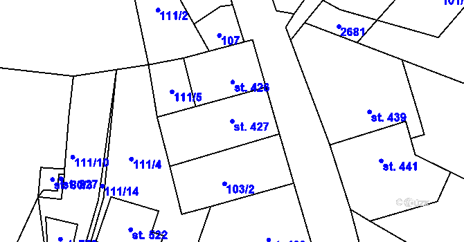Parcela st. 427 v KÚ Třebenice, Katastrální mapa