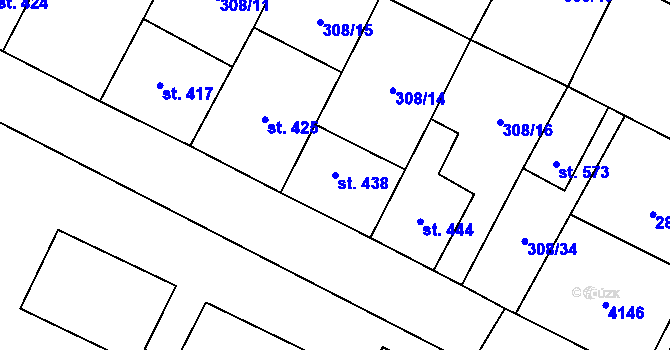 Parcela st. 438 v KÚ Třebenice, Katastrální mapa