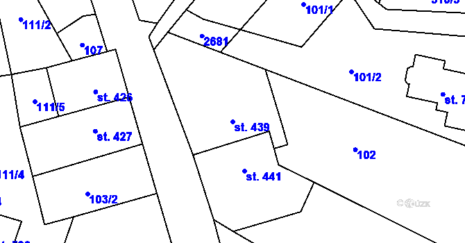 Parcela st. 439 v KÚ Třebenice, Katastrální mapa