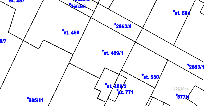 Parcela st. 459 v KÚ Třebenice, Katastrální mapa