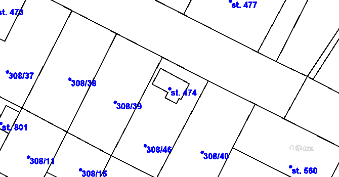 Parcela st. 474 v KÚ Třebenice, Katastrální mapa