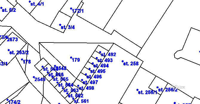 Parcela st. 492 v KÚ Třebenice, Katastrální mapa