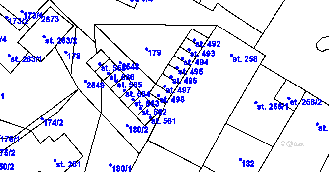 Parcela st. 497 v KÚ Třebenice, Katastrální mapa
