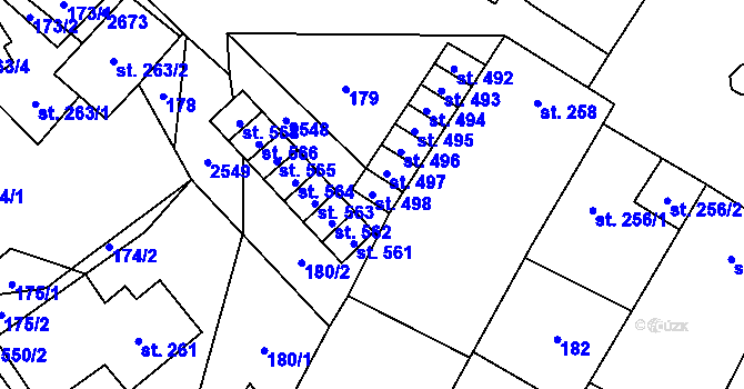 Parcela st. 498 v KÚ Třebenice, Katastrální mapa