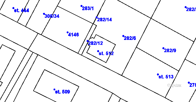 Parcela st. 512 v KÚ Třebenice, Katastrální mapa