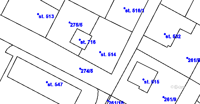 Parcela st. 514 v KÚ Třebenice, Katastrální mapa