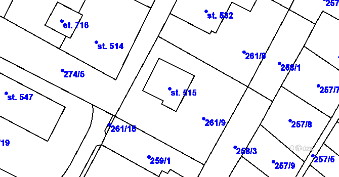 Parcela st. 515 v KÚ Třebenice, Katastrální mapa