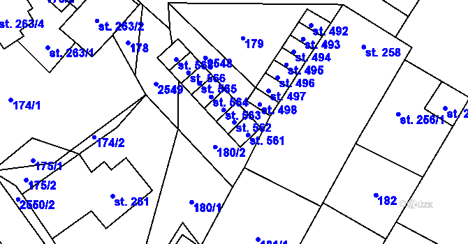 Parcela st. 562 v KÚ Třebenice, Katastrální mapa