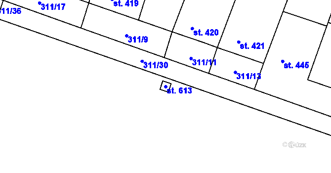 Parcela st. 613 v KÚ Třebenice, Katastrální mapa