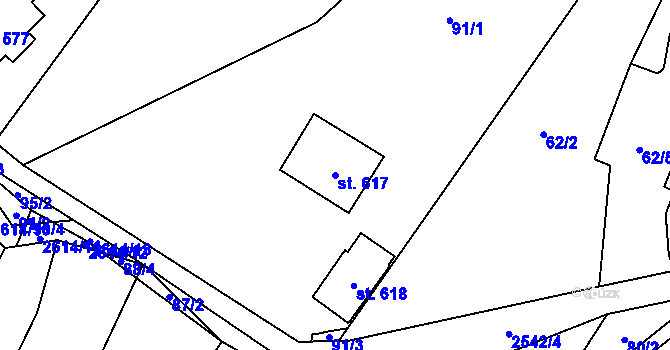 Parcela st. 617 v KÚ Třebenice, Katastrální mapa