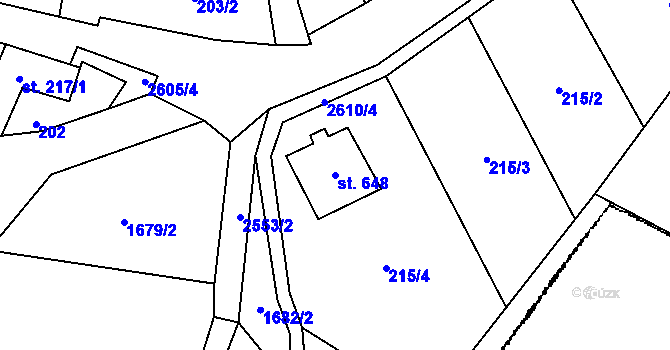 Parcela st. 648 v KÚ Třebenice, Katastrální mapa