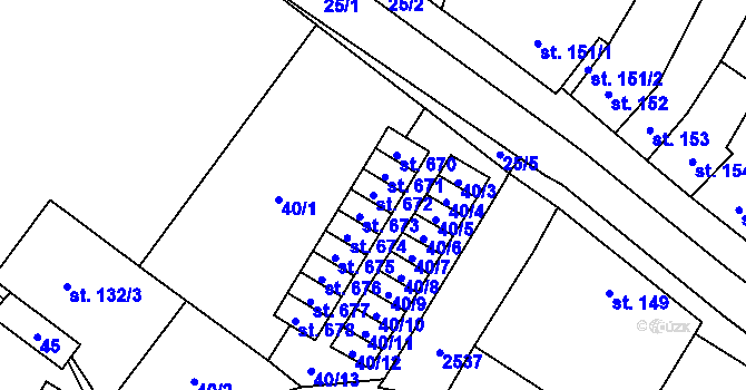 Parcela st. 672 v KÚ Třebenice, Katastrální mapa