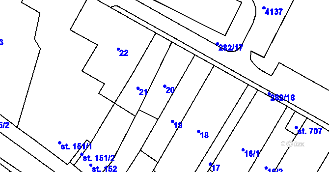 Parcela st. 20 v KÚ Třebenice, Katastrální mapa