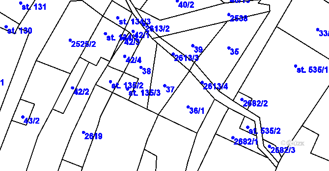 Parcela st. 37 v KÚ Třebenice, Katastrální mapa