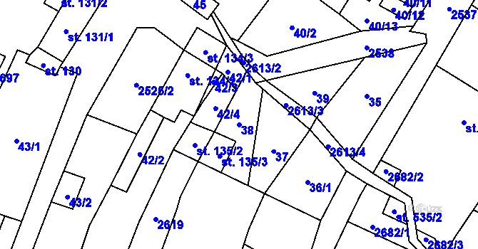 Parcela st. 38 v KÚ Třebenice, Katastrální mapa