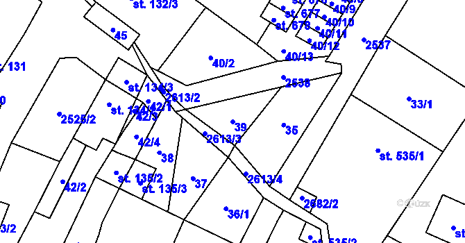 Parcela st. 39 v KÚ Třebenice, Katastrální mapa