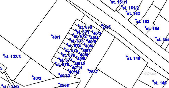 Parcela st. 40/6 v KÚ Třebenice, Katastrální mapa