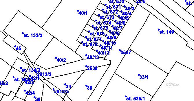 Parcela st. 40/12 v KÚ Třebenice, Katastrální mapa