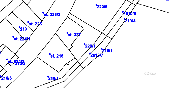 Parcela st. 220/1 v KÚ Třebenice, Katastrální mapa