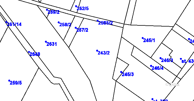 Parcela st. 243/2 v KÚ Třebenice, Katastrální mapa