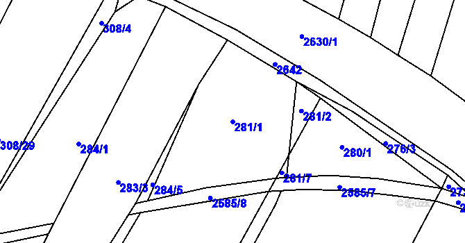 Parcela st. 281/1 v KÚ Třebenice, Katastrální mapa