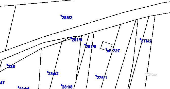 Parcela st. 281/6 v KÚ Třebenice, Katastrální mapa