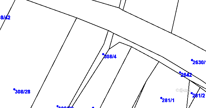 Parcela st. 308/4 v KÚ Třebenice, Katastrální mapa