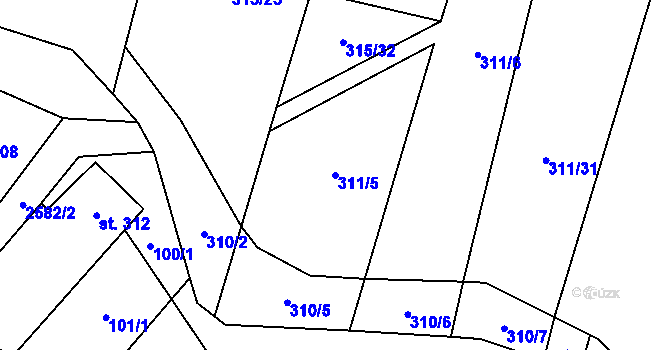 Parcela st. 311/5 v KÚ Třebenice, Katastrální mapa