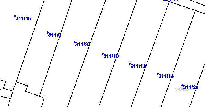 Parcela st. 311/10 v KÚ Třebenice, Katastrální mapa
