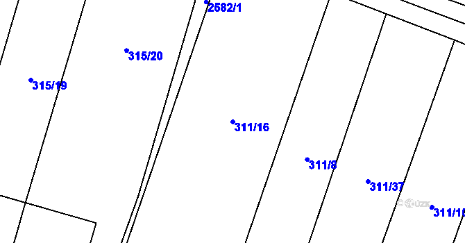 Parcela st. 311/16 v KÚ Třebenice, Katastrální mapa