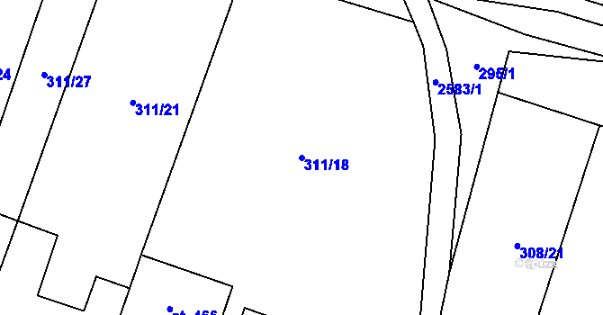 Parcela st. 311/18 v KÚ Třebenice, Katastrální mapa