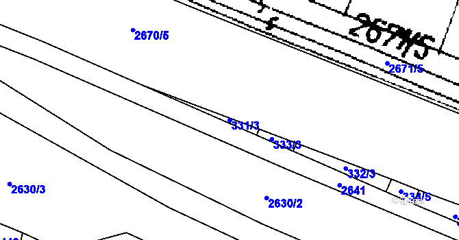 Parcela st. 331/3 v KÚ Třebenice, Katastrální mapa