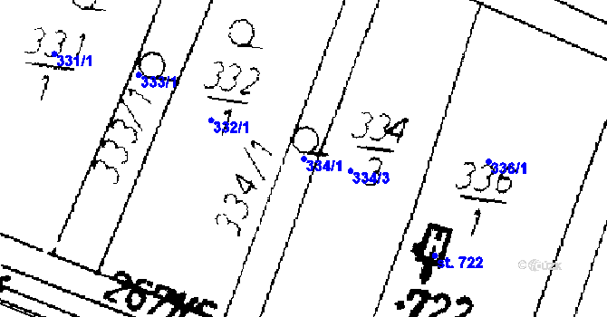 Parcela st. 334/1 v KÚ Třebenice, Katastrální mapa